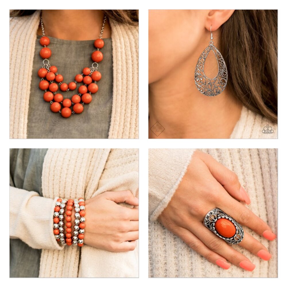 Orange Full Set of Jewelry
